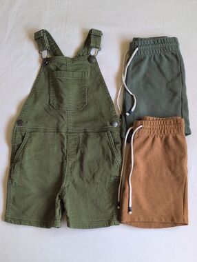 Joe Fresh Toddler Boys Summer Overalls & Knit Shorts Capsule Lot 3pc Size 4T